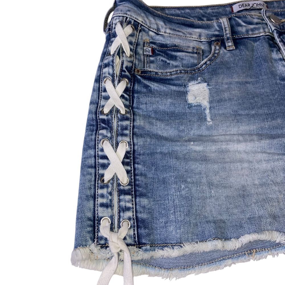 Dear John Distressed‎ Denim Shorts Lace-Up Side Detail Heart of the City Size 28 - Picture 6 of 10